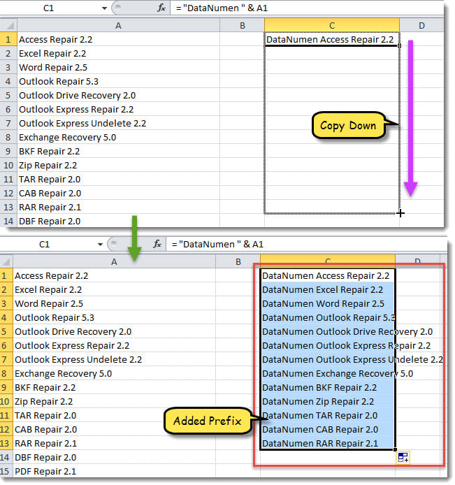 Copy "&" Formula Down