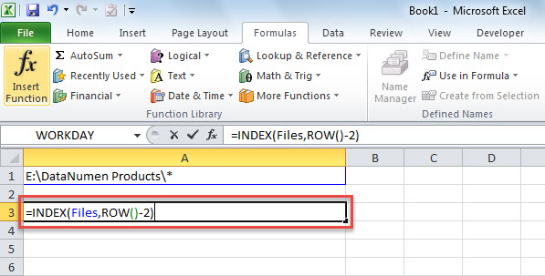 Input Function in Cell A3