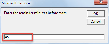 Enter the Reminder Minutes Before Item Start