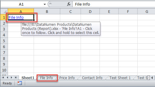 Inserted Hyperlink to a Sheet