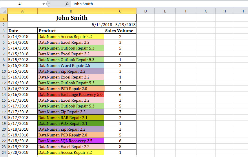 Sample Excel Sheet
