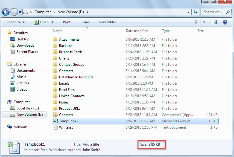 Get Data Size in Windows Explorer