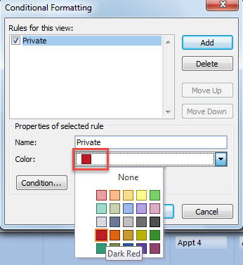 Select Conditional Formatting Color