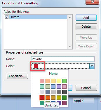 Select Conditional Formatting Color