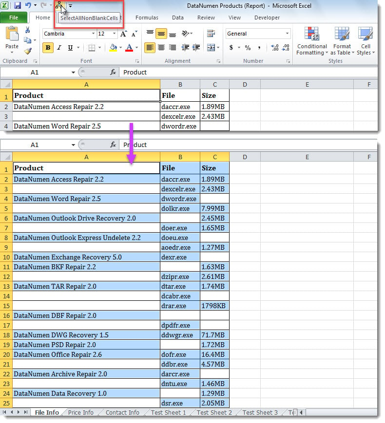 Selected Cells via VBA Code