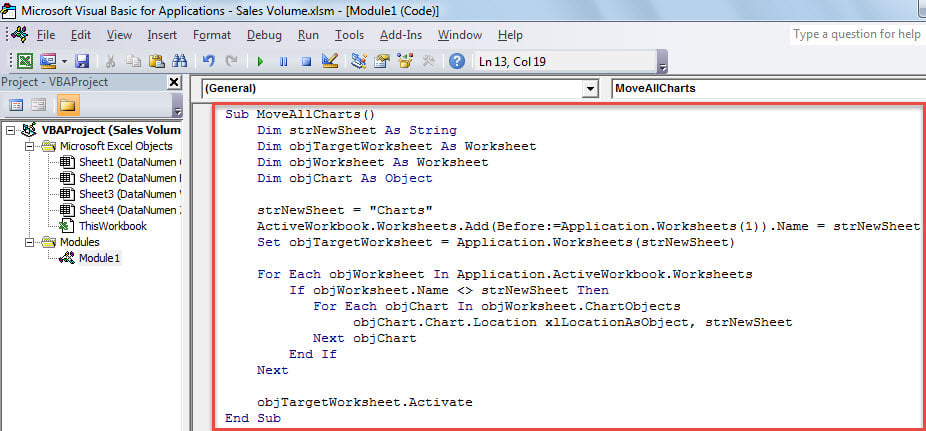 VBA Code - Batch Move All Charts from All Exiting Worksheets to a New Created One