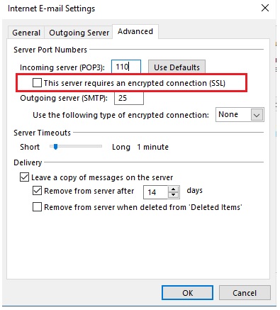 Advanced Internet E-Mail Settings