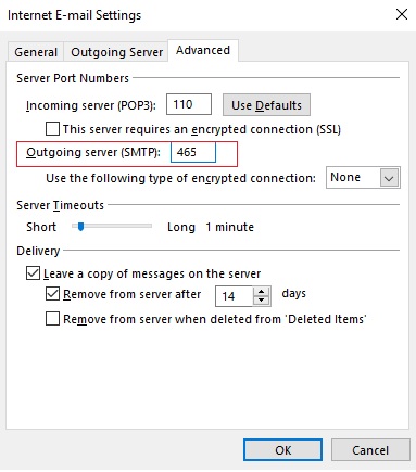 Outlook SMTP Server Settings