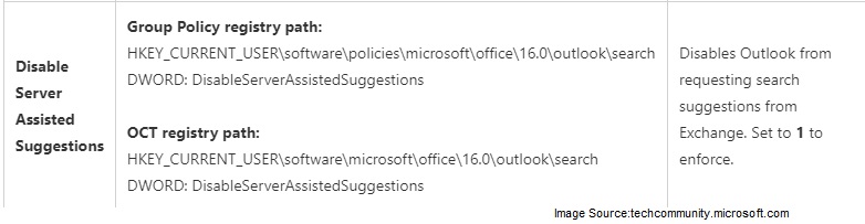 Disable Server Assisted Search in Registry