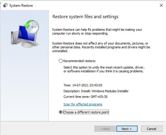 Windows System Restore
