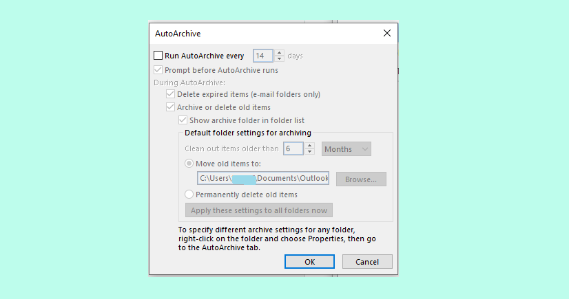 Auto Archive in Outlook