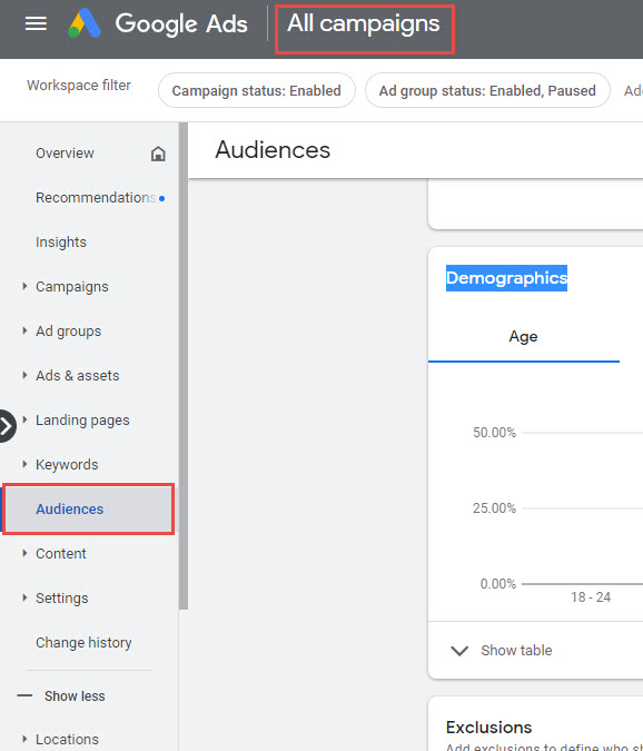 Google Ads - All Campaigns - Audiences