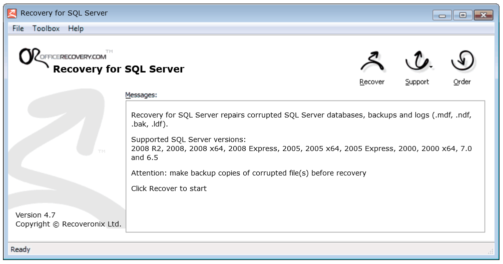 Recovery for SQL Server