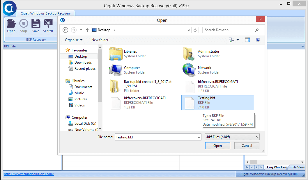 Cigati BKF File Repair Tool
