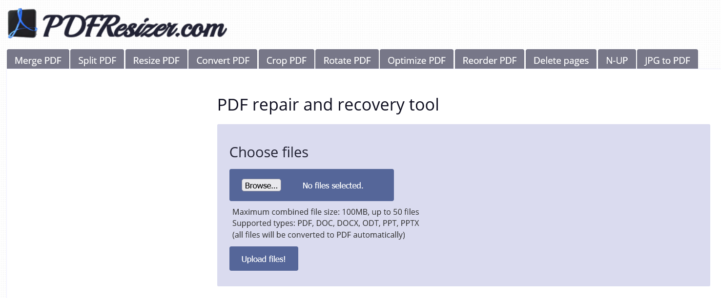 PDF Resizer PDF Javítás