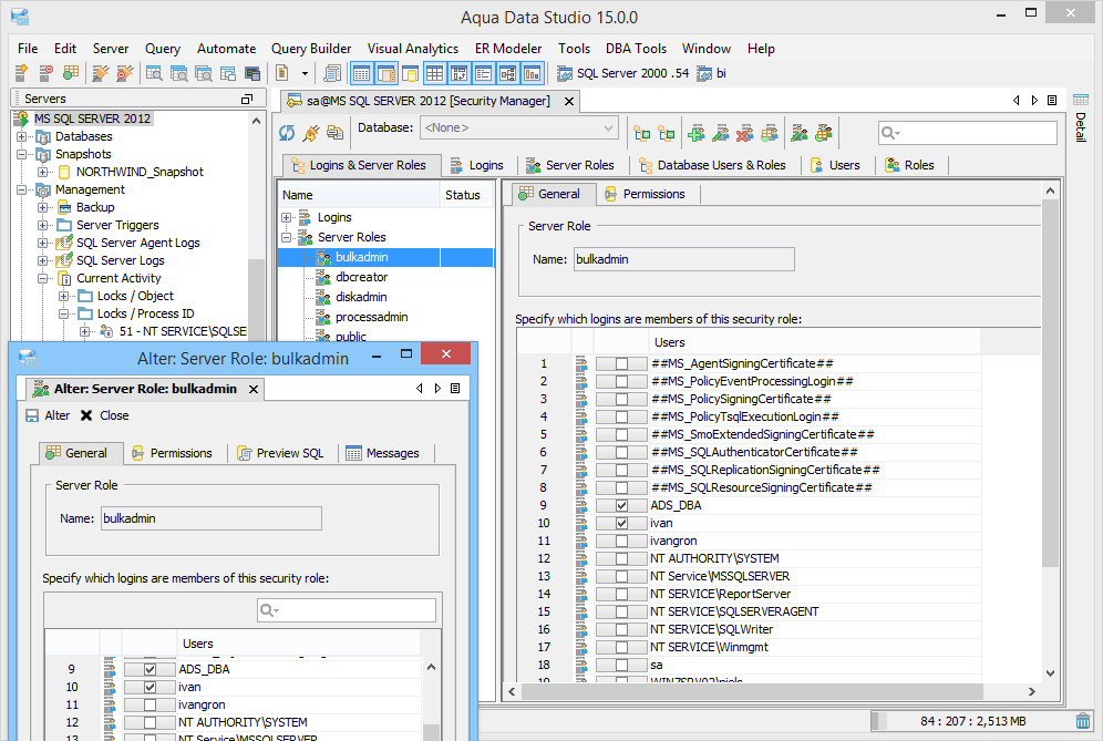 Aqua Data Studio SQL Server Administration Tools