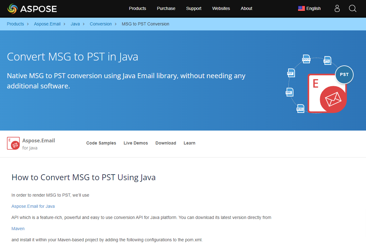 ASPOSE MSG to PST Via Java