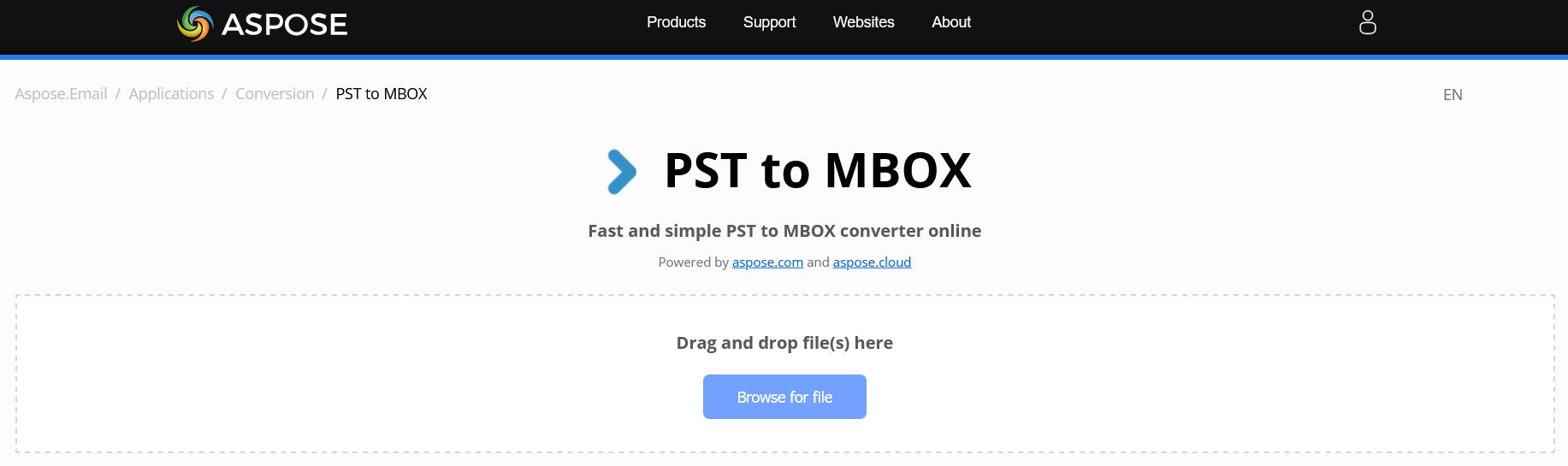 ASPOSE PST to MBOX Online Converter