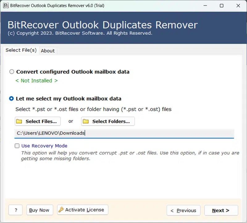 BitRecover Outlook Duplicate Remover Tool