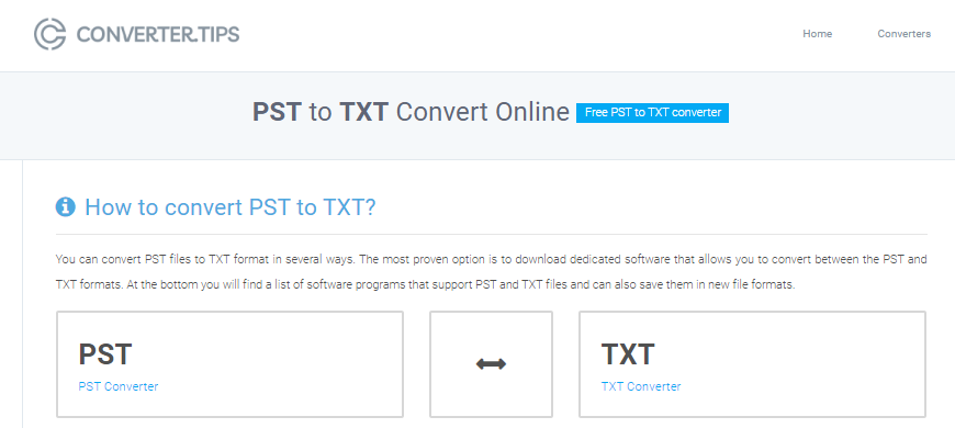 Converter.tips PST to TXT