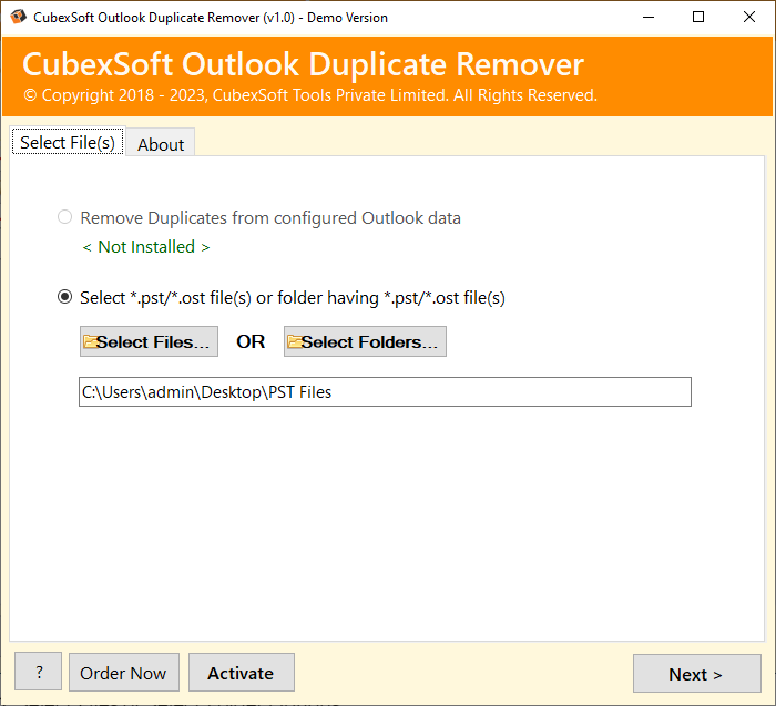CubexSoft Outlook Duplicate Remover Tool