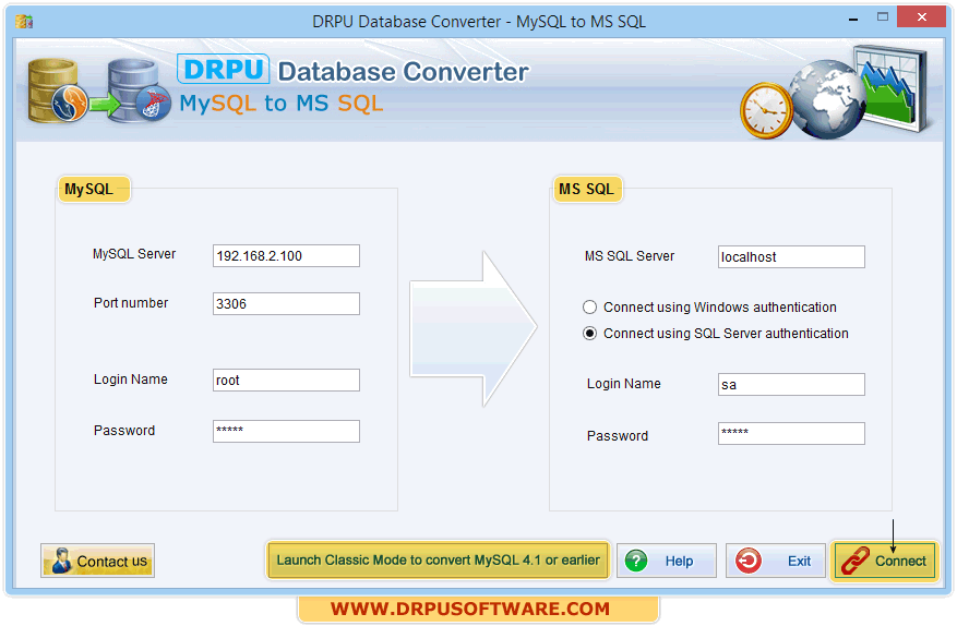 DRPU Database Converter – MySQL to MS SQL