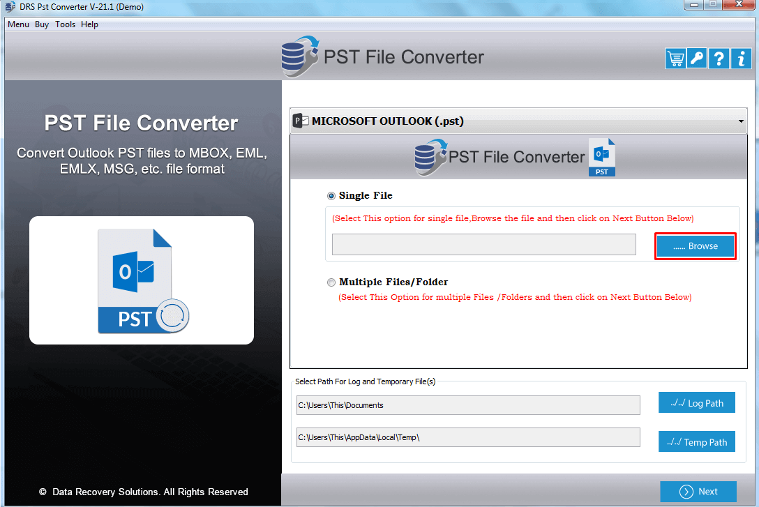 DRS Softech PST to EML Converter
