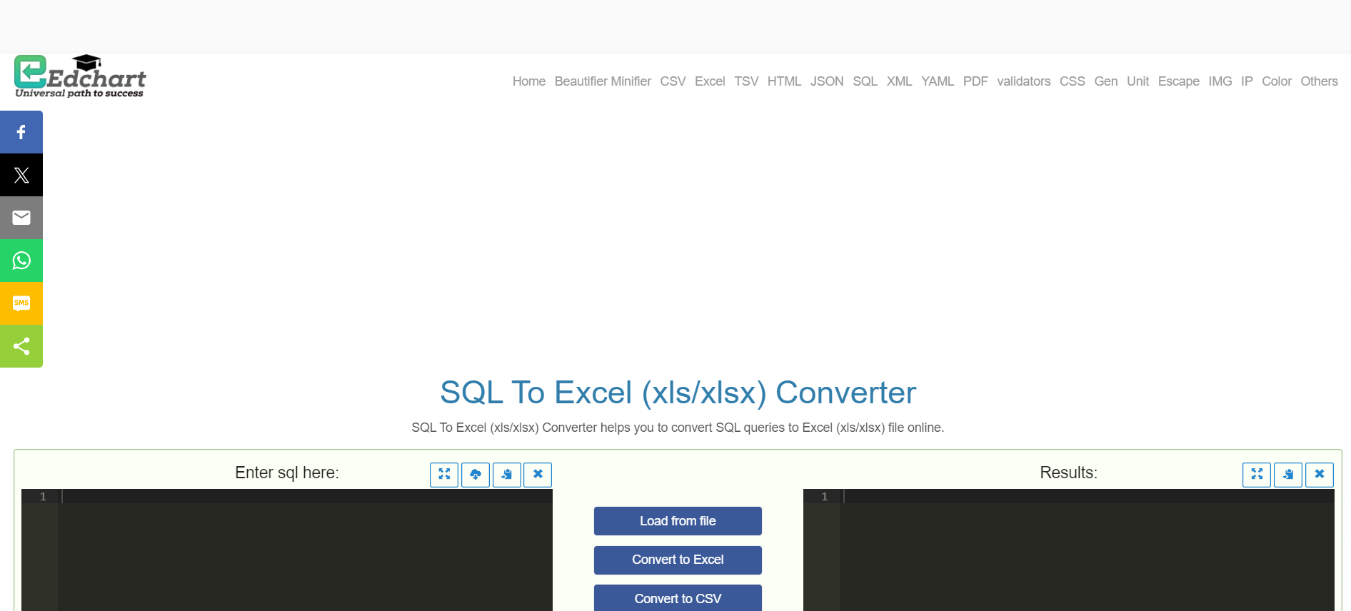 Edchart Online SQL to Excel Converter