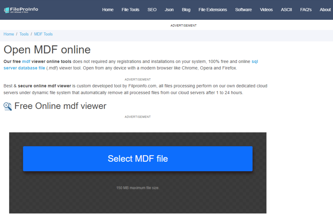 Fileproinfo MDF Viewer Tool