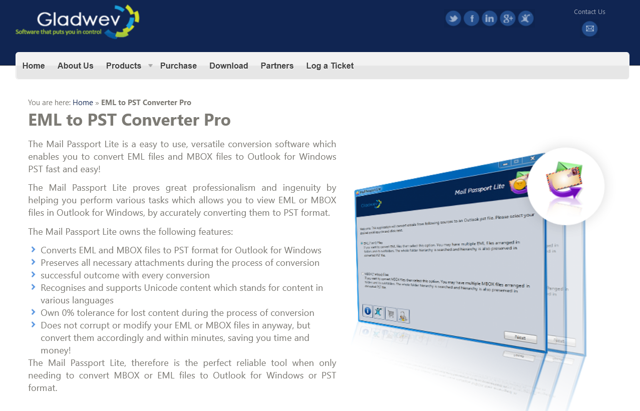 Gladwev Software EML to PST Converter