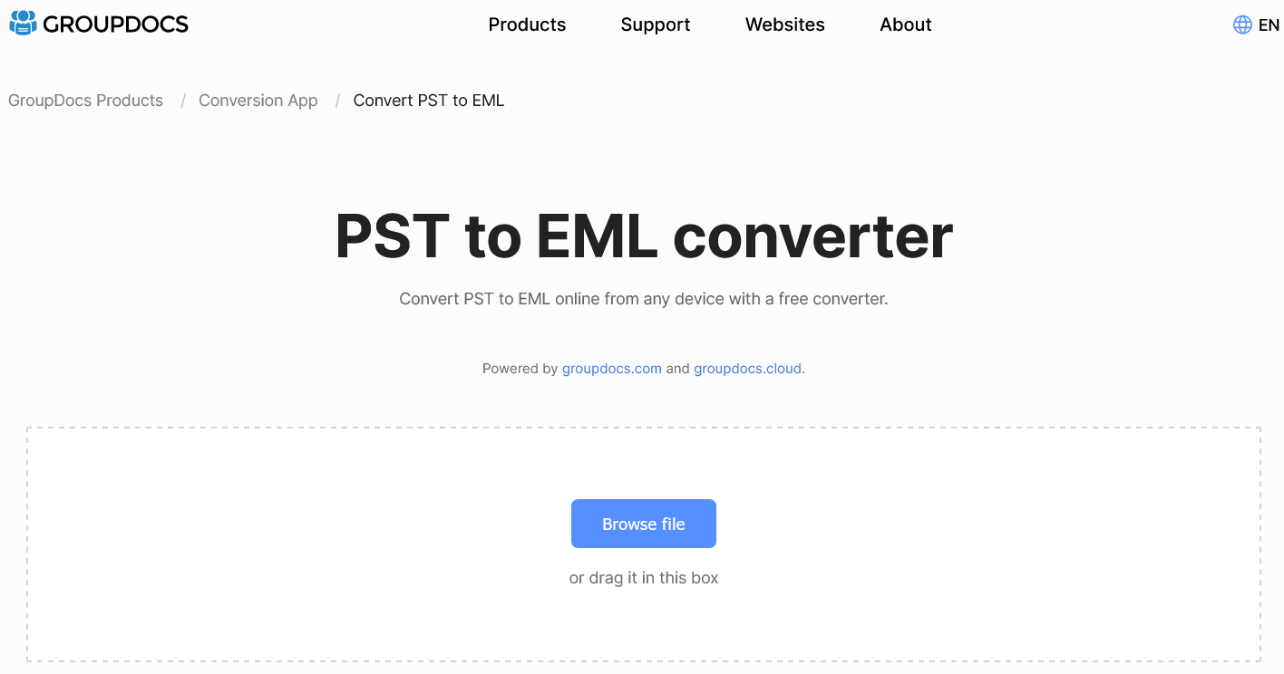 GroupDocs PST to EML Converter