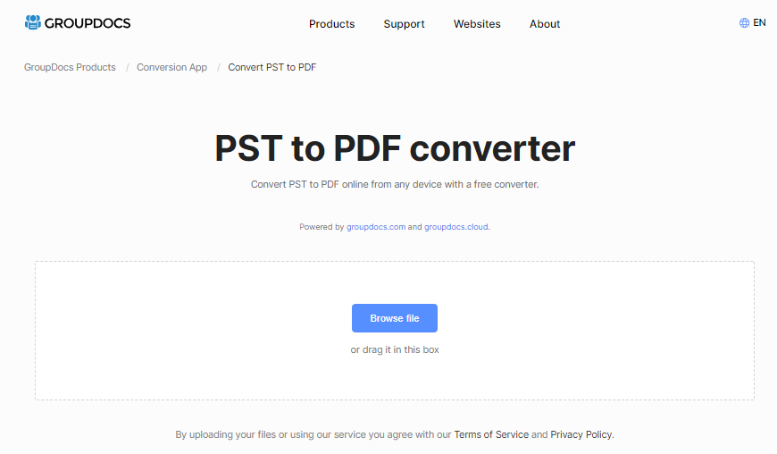 GroupDocs PST to PDF