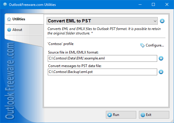 Outlook Freeware EML to PST Converter