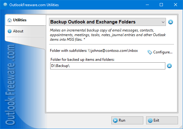 Outlook Freeware Backup Outlook and Exchange Folders