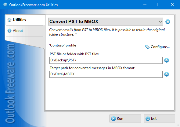 Outlook Freeware PST to MBOX Converter