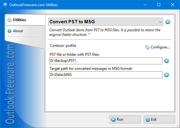 Outlook Freeware PST to MSG 