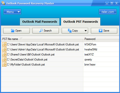 Outlook PST Password Recovery Master