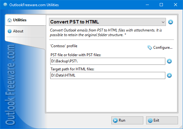 Outlook Freeware PST to HTML