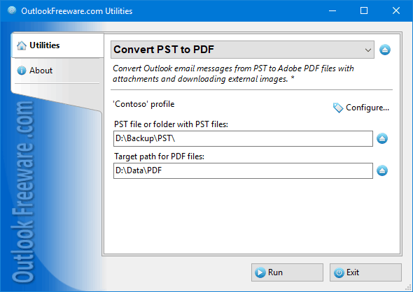 Outlook Freeware PST to PDF
