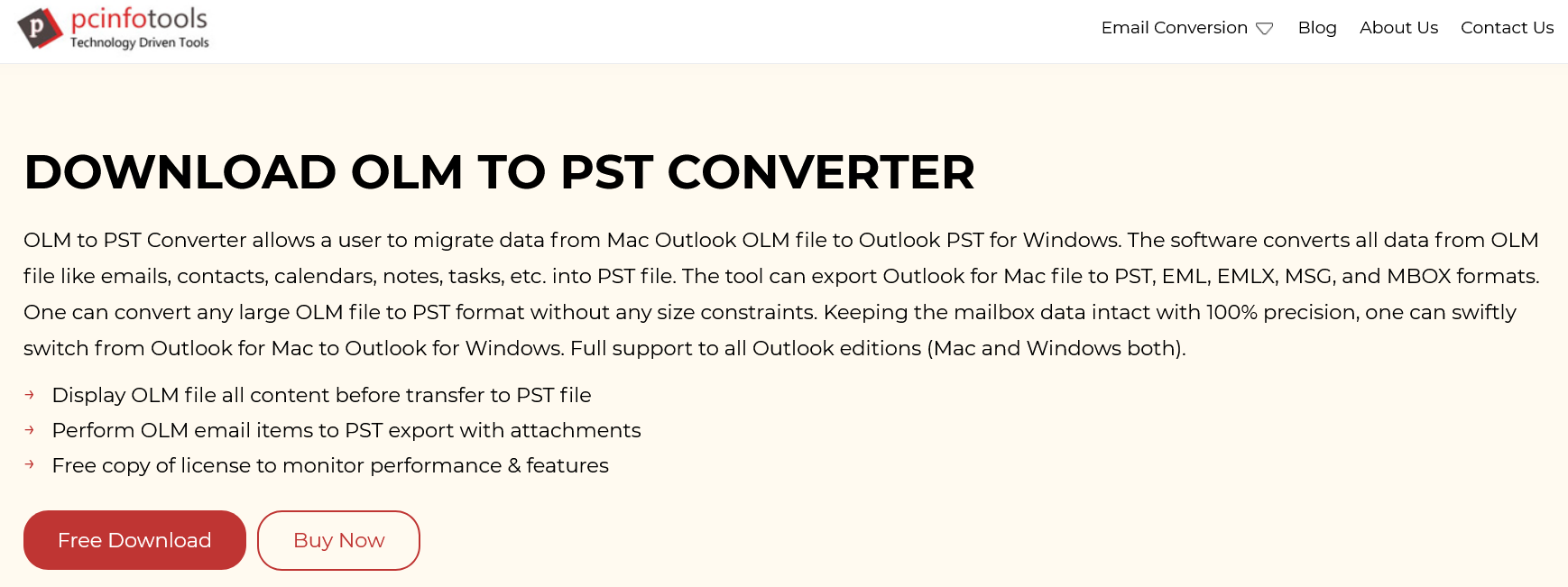 PC Info Tools OLM to PST Converter