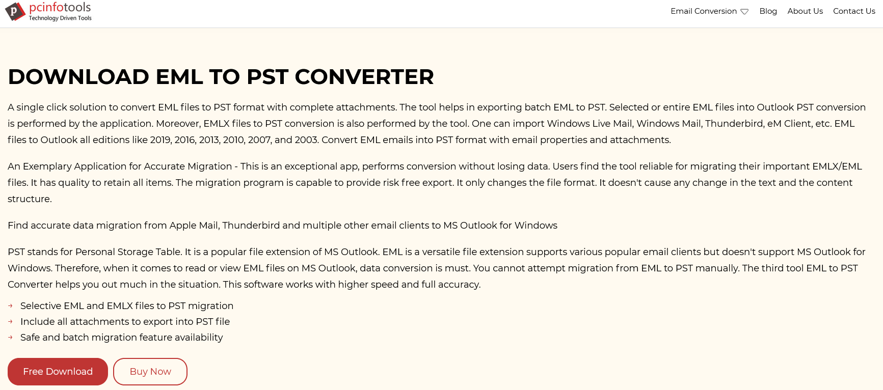 PC Info Tools EML to PST Converter