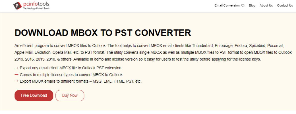 PC Info Tools MBOX to PST Converter