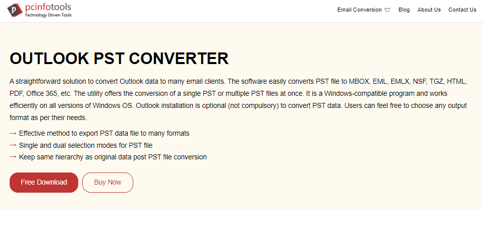 PC Info Tools Outlook PST Converter