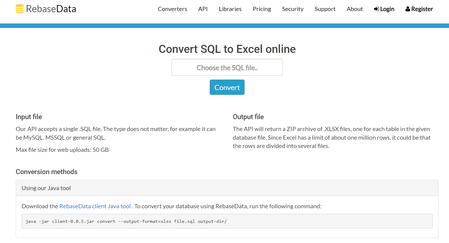 RebaseData Convert SQL to Excel