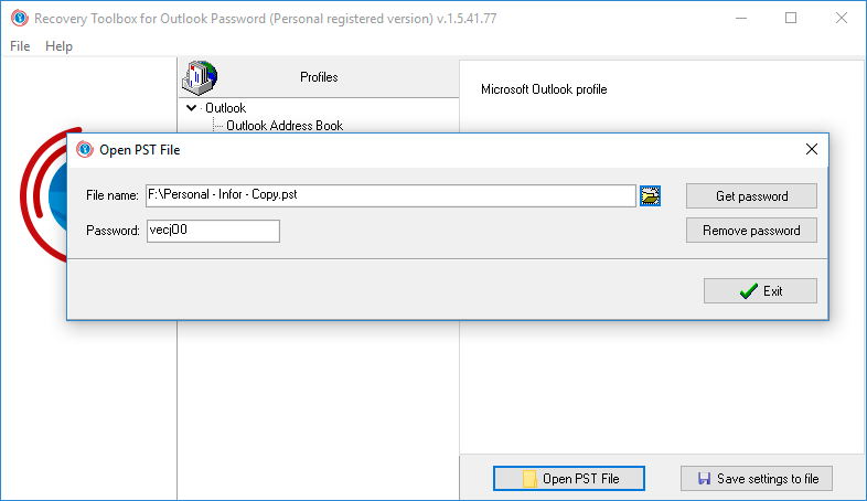 Recovery Toolbox PST Password Reovery