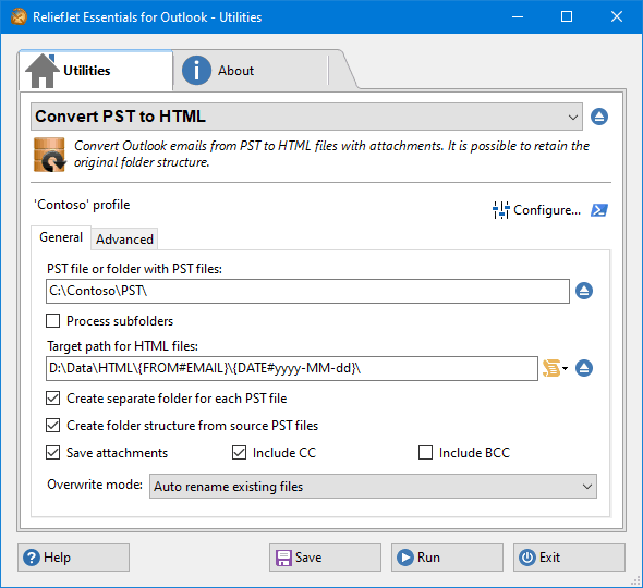 ReliefJet Essentials PST to HTML
