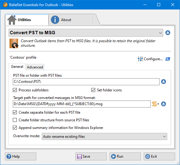 ReliefJet Essentials PST to MSG