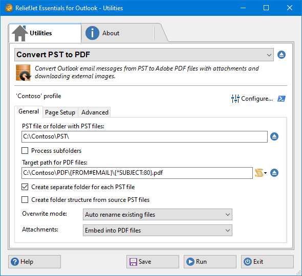 ReliefJet Essentials PST to PDF