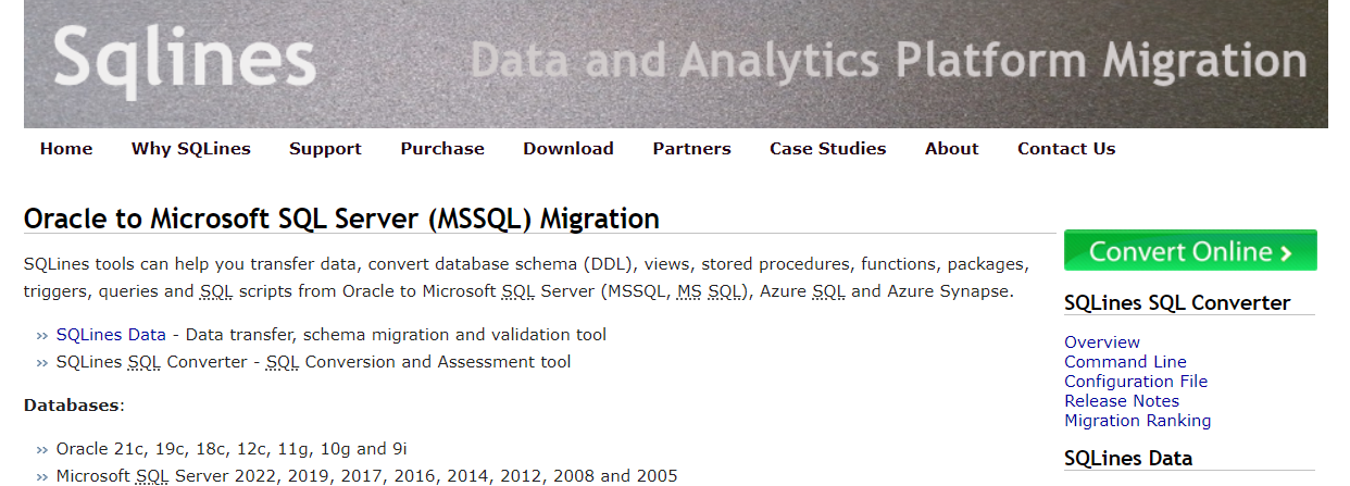 SQLines Oracle to Microsoft SQL Server (MSSQL) Migration