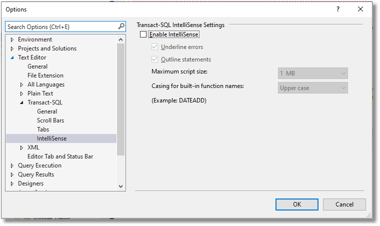 SQL IntelliSense and Autocomplete in SSMS